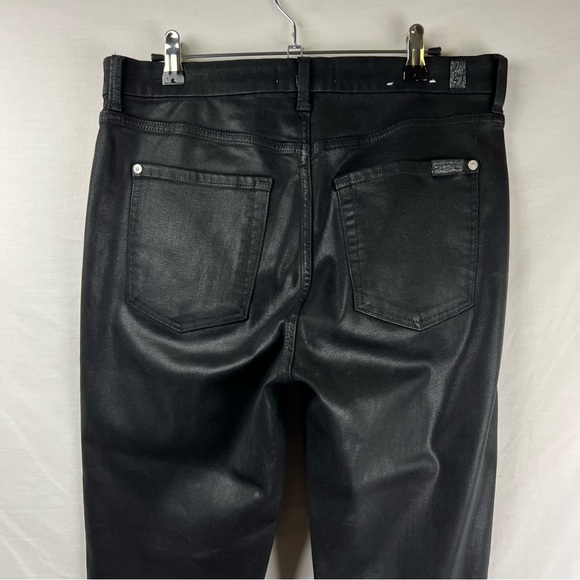 7 for all Mankind The High Waist Ankle Skinny Jeans in Black Coated Wax Size 31 - Picture 14 of 16